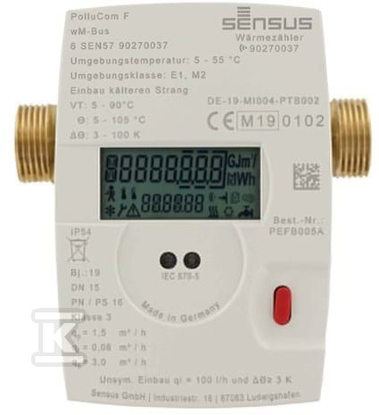 Ciepłomierz Xylem Sensus Pollucom F DN15 Qn 0,6 L=110 mm G3/4, montaż na zasilaniu 42-86PEFAAUH1